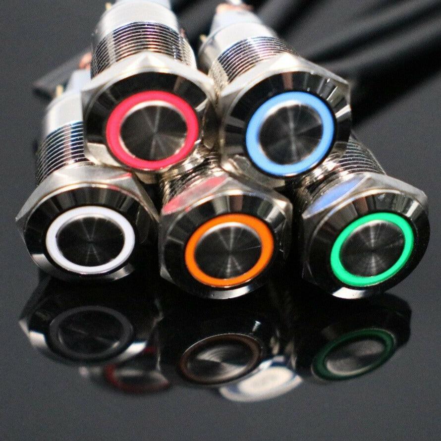 1PCS 12MM with LED 3V 5V 12V 24V 220V Metal Button Switch Momentary.