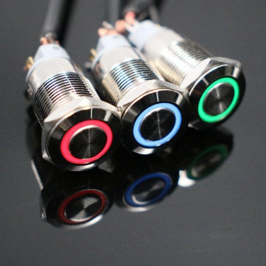 1PCS 12MM with LED 3V 5V 12V 24V 220V Metal Button Switch Momentary.