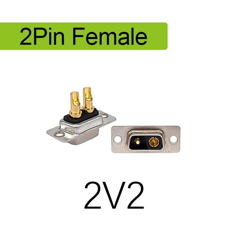 1PCS 2W2 2V2 30A 2 PIN Gold plated male female high current Connector  D-SUB adapter solder type 2pin plug socket high power.