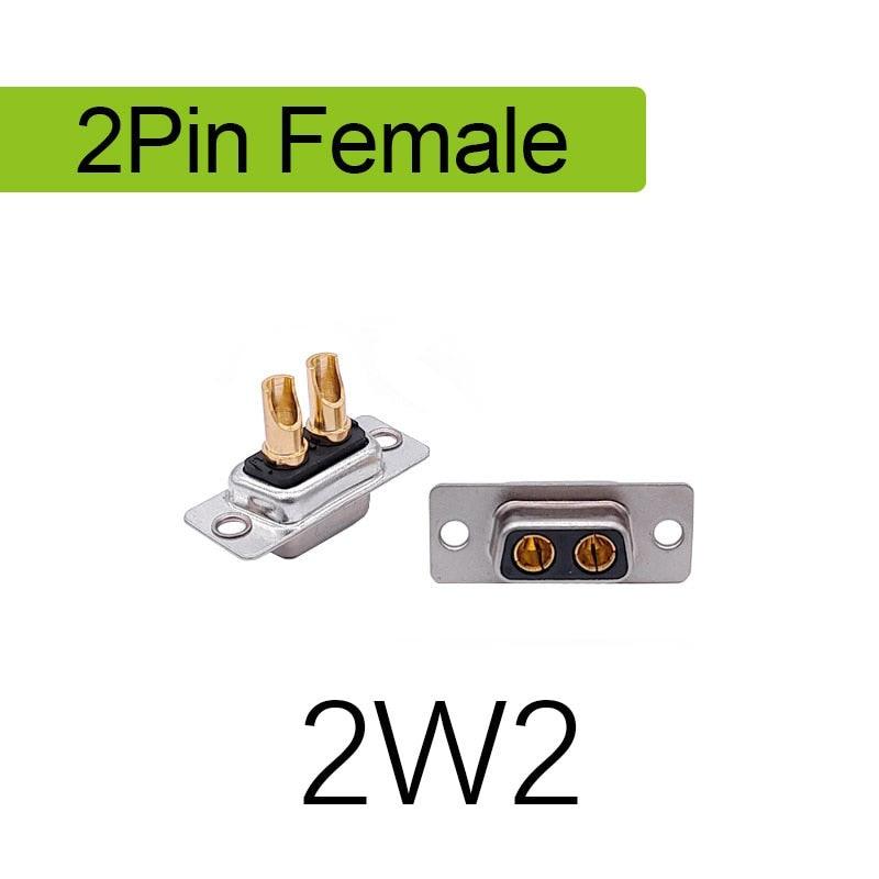 1PCS 2W2 2V2 30A 2 PIN Gold plated male female high current Connector  D-SUB adapter solder type 2pin plug socket high power.