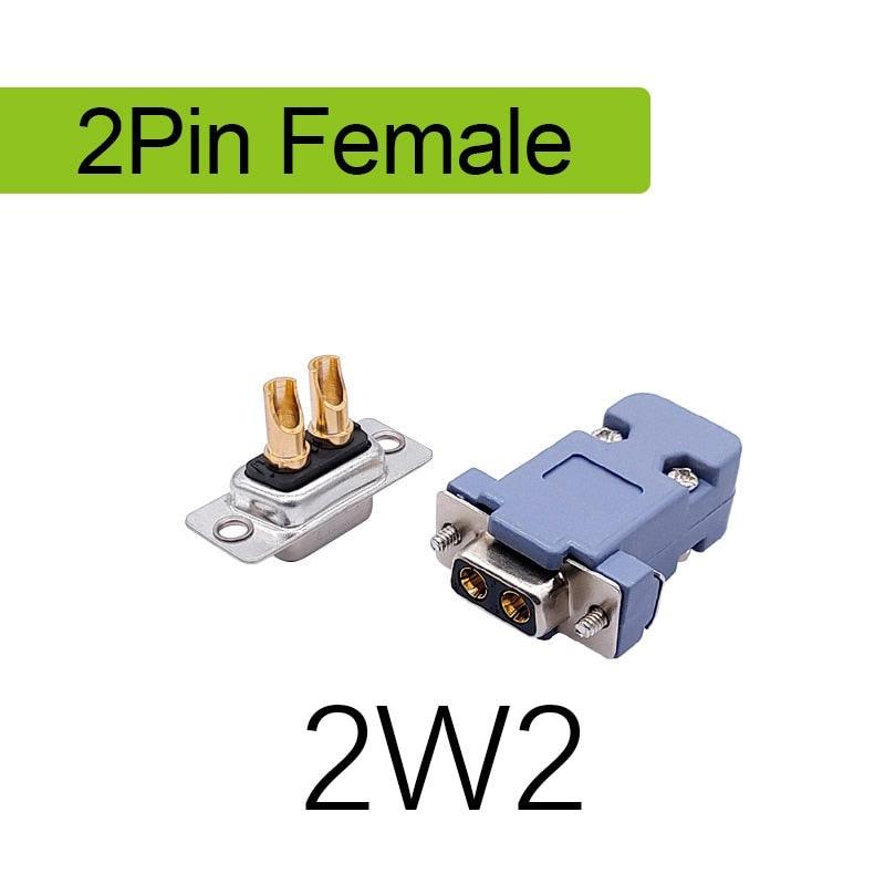 1PCS 2W2 2V2 30A 2 PIN Gold plated male female high current Connector  D-SUB adapter solder type 2pin plug socket high power.