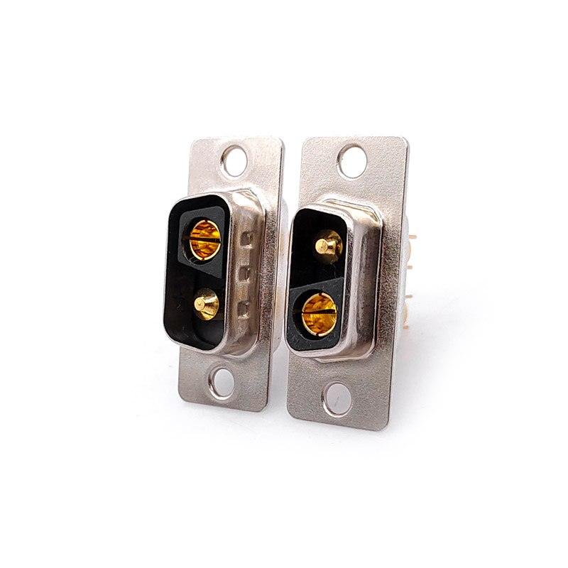 1PCS 2W2 2V2 30A 2 PIN Gold plated male female high current Connector  D-SUB adapter solder type 2pin plug socket high power.