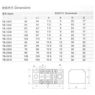 1Pcs 600V 25A Dual Row Barrier Screw Terminal Block Strip Wire Connector  3/4/6/8/10/12 Positions Optional.