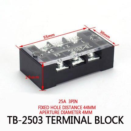 1Pcs 600V 25A Dual Row Barrier Screw Terminal Block Strip Wire Connector  3/4/6/8/10/12 Positions Optional.