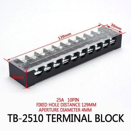 1Pcs 600V 25A Dual Row Barrier Screw Terminal Block Strip Wire Connector  3/4/6/8/10/12 Positions Optional.