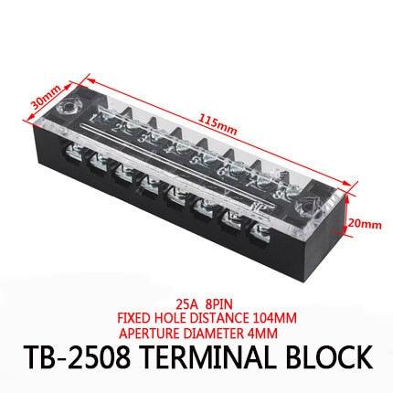 1Pcs 600V 25A Dual Row Barrier Screw Terminal Block Strip Wire Connector  3/4/6/8/10/12 Positions Optional.