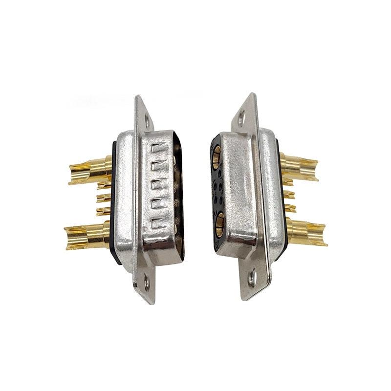 1PCS 7W2 Gold plated high current Connector D-SUB adapter 5+2 plug jack Machined Pin Full Gold Flash Wire 30A.