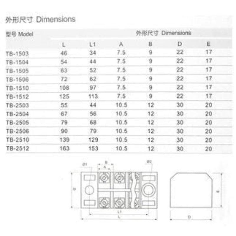 1Pcs Dual Row Barrier Screw Terminal Block Strip Wire Connector 600V 15A 3/4/6/8/10/12 Positions Optional.