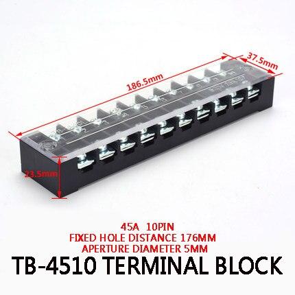 1Pcs Dual Row Barrier Screw Terminal Block Strip Wire Connector  600V 45A 3/4/6/10/12 Positions Optional.