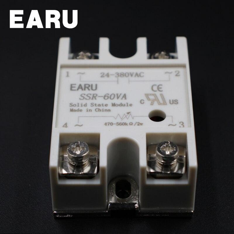 1pcs Solid State Relay Module SSR-60VA 60A 500K ohm TO 24-380V AC SSR 60VA Resistance Regulator.