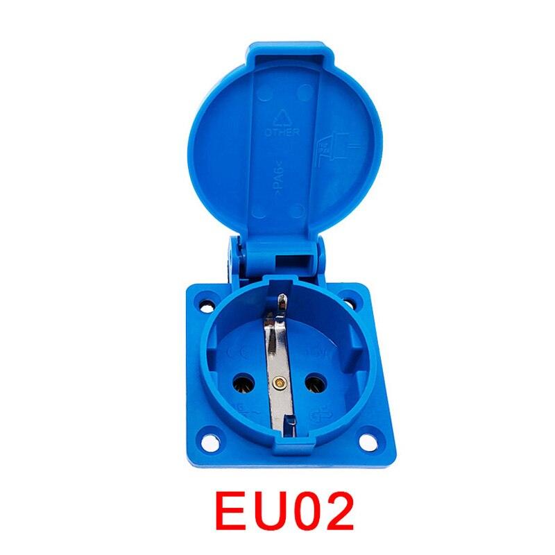 1PCS waterproof socket industrial black blue waterproof socket copper contact body EU socket.