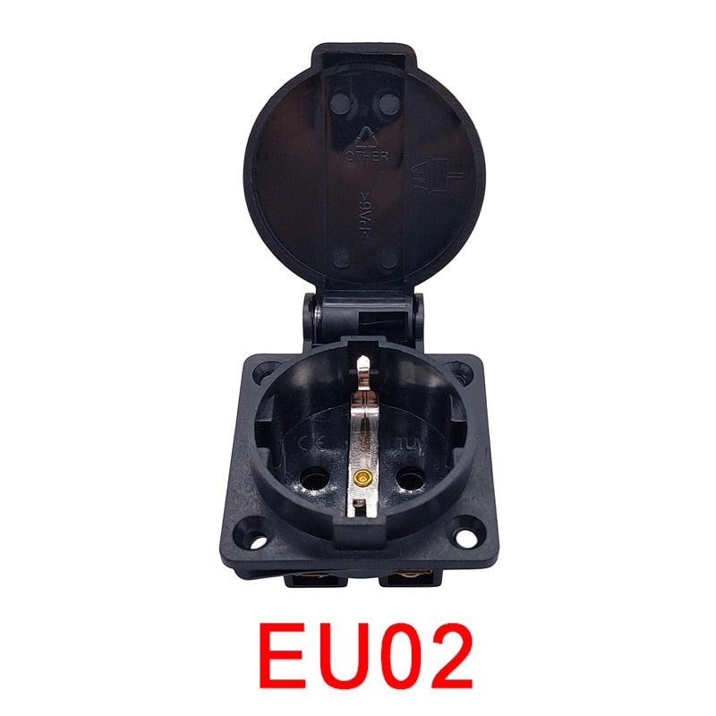 1PCS waterproof socket industrial black blue waterproof socket copper contact body EU socket.