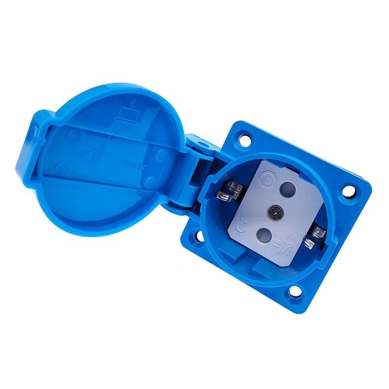 1PCS waterproof socket industrial black blue waterproof socket copper contact body EU socket.