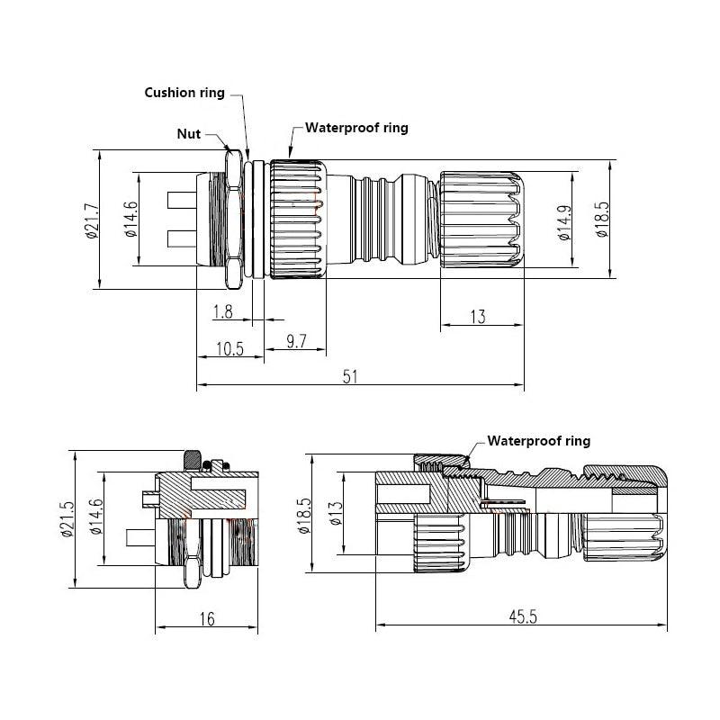 1set GX16 2/3/4/5/6/7/8/9/10 Pin aviation connector M16 waterproof male&amp;female plug and socket IP65.