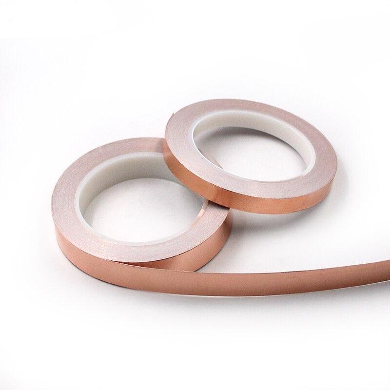 20 Meters Single Side Conductive Copper Foil Tape Strip Adhesive EMI Shielding Heat Resist Tape 2mm 3mm 4mm 5mm 6mm 8mm 10mm.