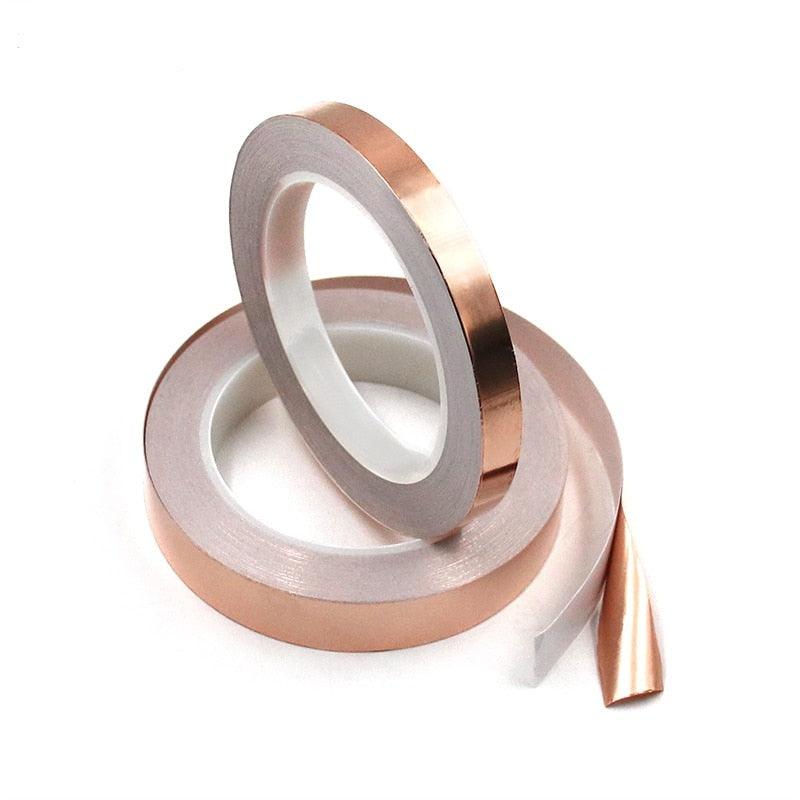 20 Meters Single Side Conductive Copper Foil Tape Strip Adhesive EMI Shielding Heat Resist Tape 2mm 3mm 4mm 5mm 6mm 8mm 10mm.