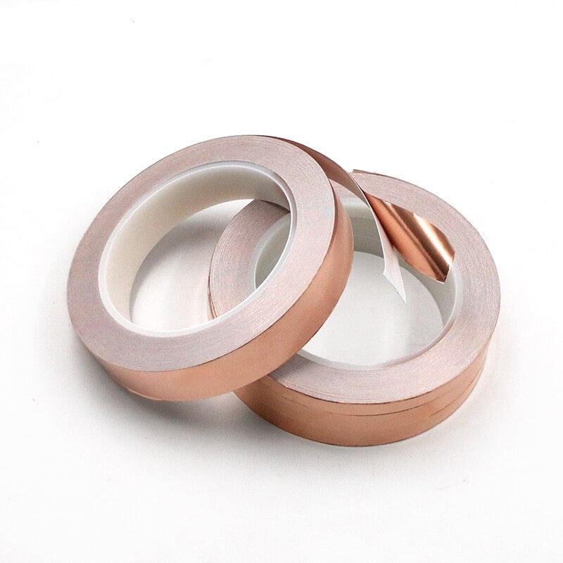 20 Meters Single Side Conductive Copper Foil Tape Strip Adhesive EMI Shielding Heat Resist Tape 2mm 3mm 4mm 5mm 6mm 8mm 10mm.