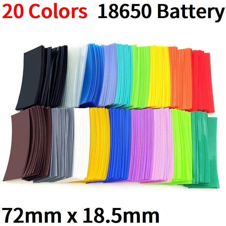 20/500pcs 18650 Battery Film Tape PVC Heat Shrink Tube   Precut Shrinkable Sleeve Tubing Protect Pipe Cover for Batteries Wrap.