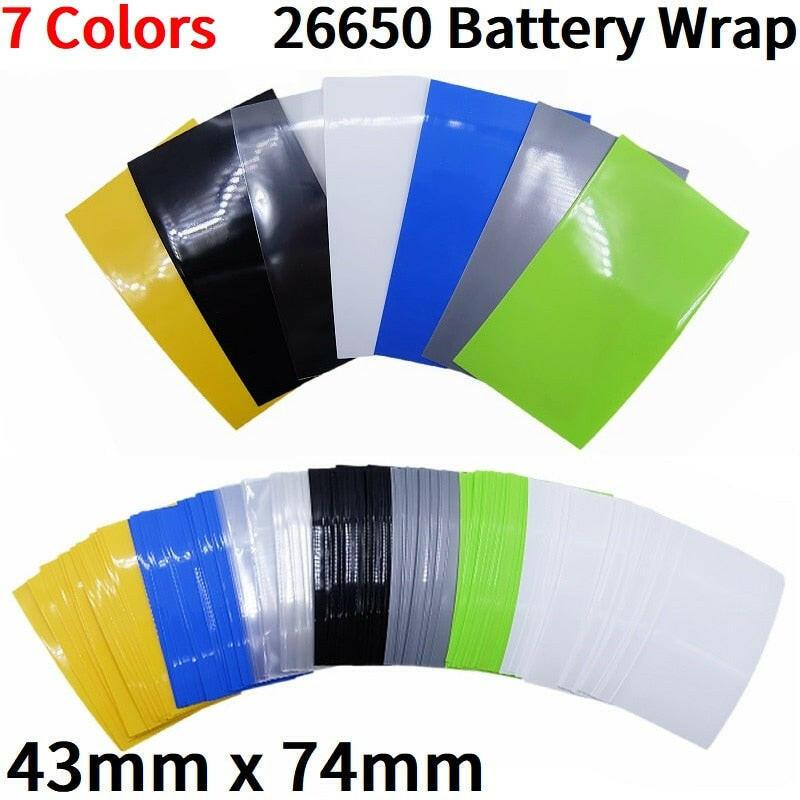 20/500pcs 26650 Battery Film Tape PVC Heat Shrink Tube Precut Shrinkable Sleeve Tubing Protect Pipe Cover for Batteries Wrap.