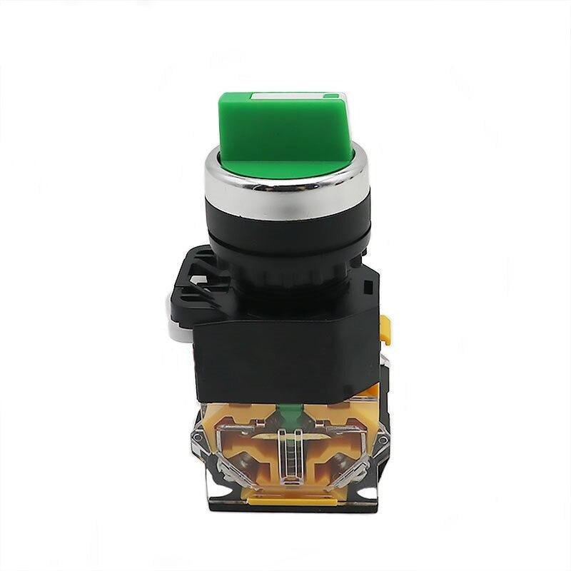 22MM Latching Momentary Selector Switch 2NO 3Position Rotary Switches DPST 4 Screws 10A 400V Power Switch ON/OFF Red Green Black.