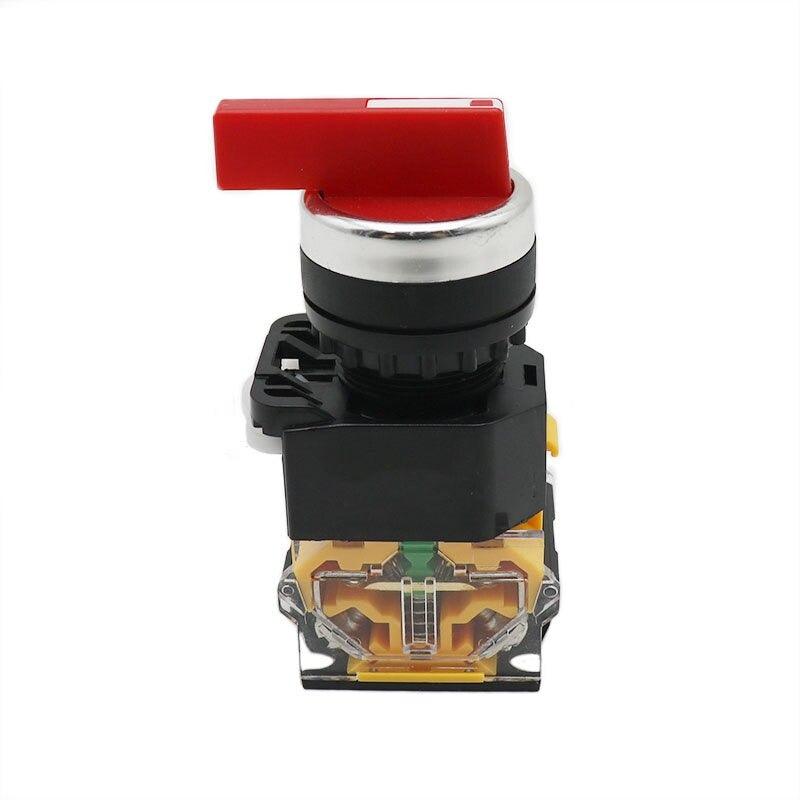 22MM Latching Momentary Selector Switch 2NO 3Position Rotary Switches DPST 4 Screws 10A 400V Power Switch ON/OFF Red Green Black.