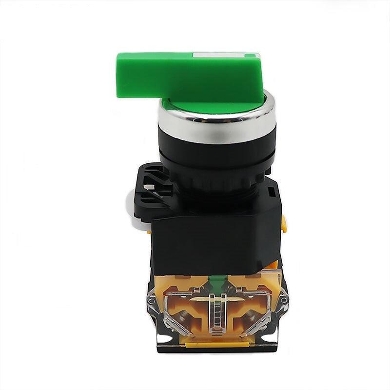 22MM Latching Momentary Selector Switch 2NO 3Position Rotary Switches DPST 4 Screws 10A 400V Power Switch ON/OFF Red Green Black.