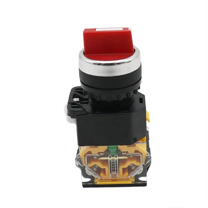 22MM Latching Momentary Selector Switch 2NO 3Position Rotary Switches DPST 4 Screws 10A 400V Power Switch ON/OFF Red Green Black.