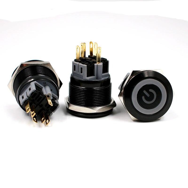 25mm Black Metal Momentary LED Push Button.