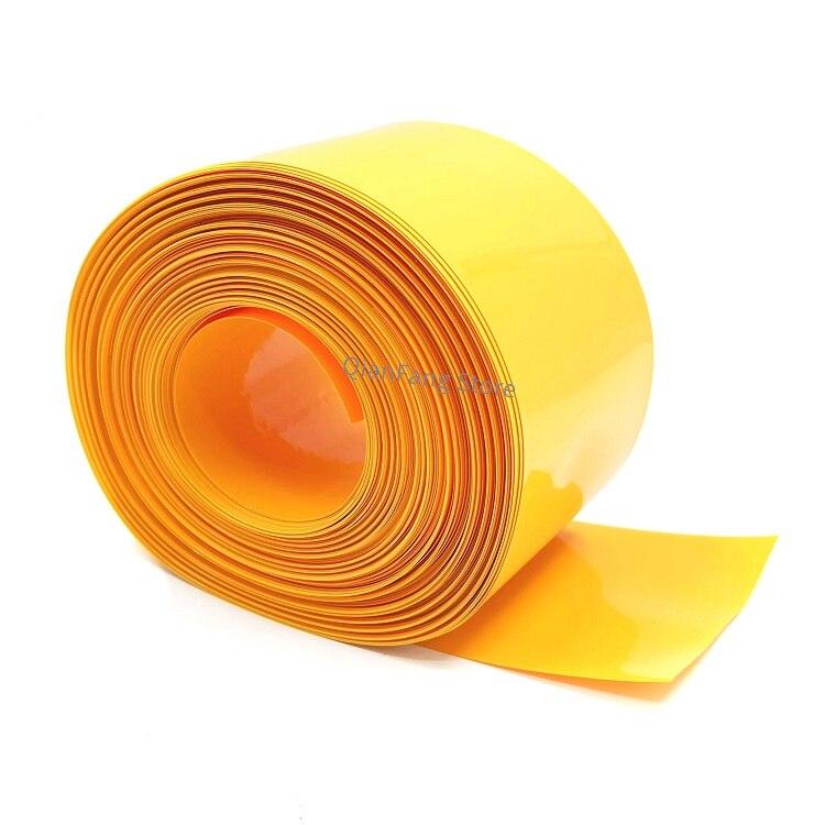 2M PVC Heat Shrink Tube for 18650 Lithium Battery Pack Cover Shrinkable Insulated Cable Sleeve 30~ 110mm Yellow Sheath Film Wrap.