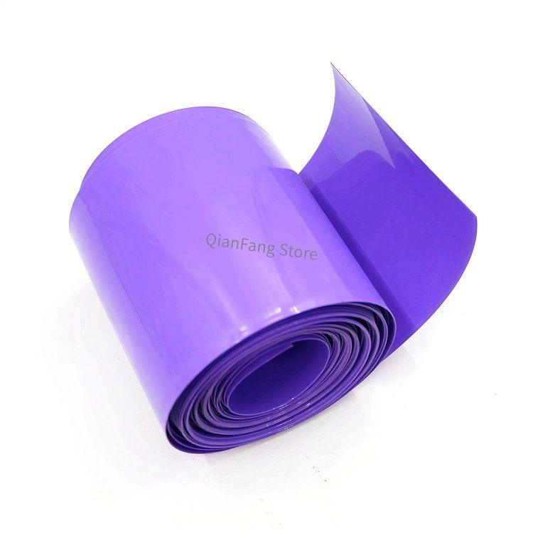 2M PVC Heat Shrink Tube for 18650 Lithium Battery Pack Cover Shrinkable Insulated Cable Sleeve 80~ 150mm Purple Sheath Film Wrap.