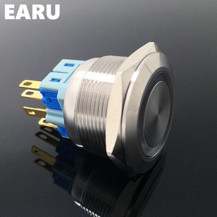 2NO 2NC 25mm Metal Latching LED Push Button Switch.