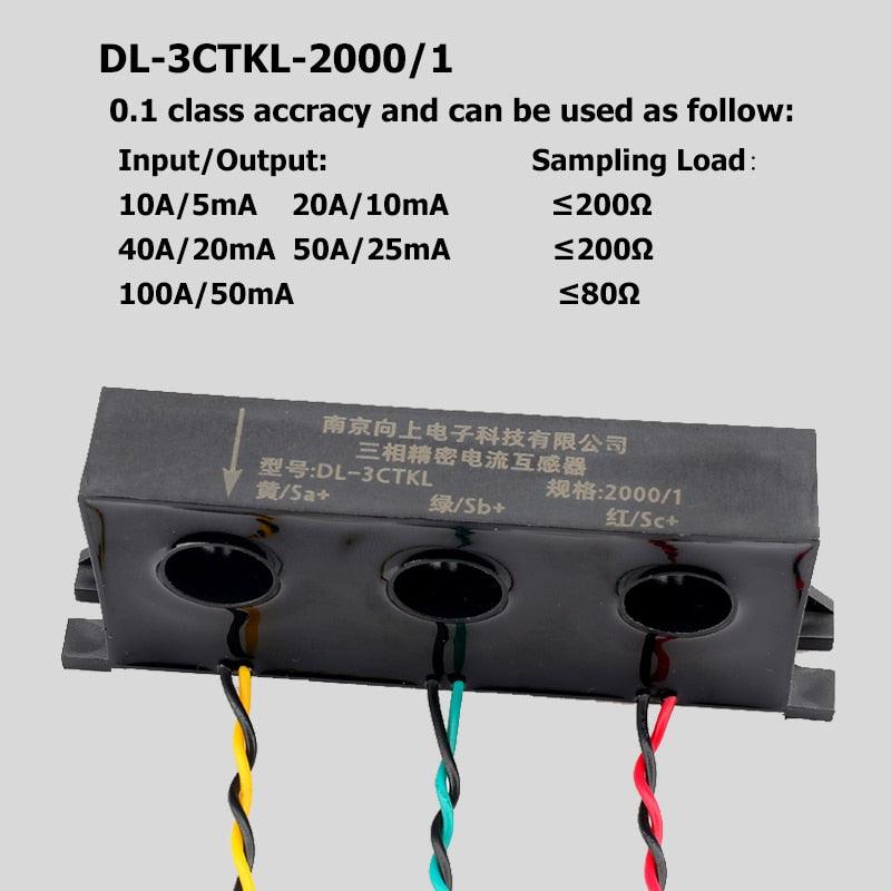 3 Phase Transformer Current Protection and measurement DL-3CTKL 100a/50mA 1:2000 100A/25mA 4000:1 High Precision ct for sale.