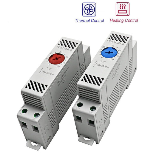35mm Din Rail NO NC 0-60℃ Industrial Temperature Regulator Automatically Adjusts Heating System Temperature Regulator Thermostat.
