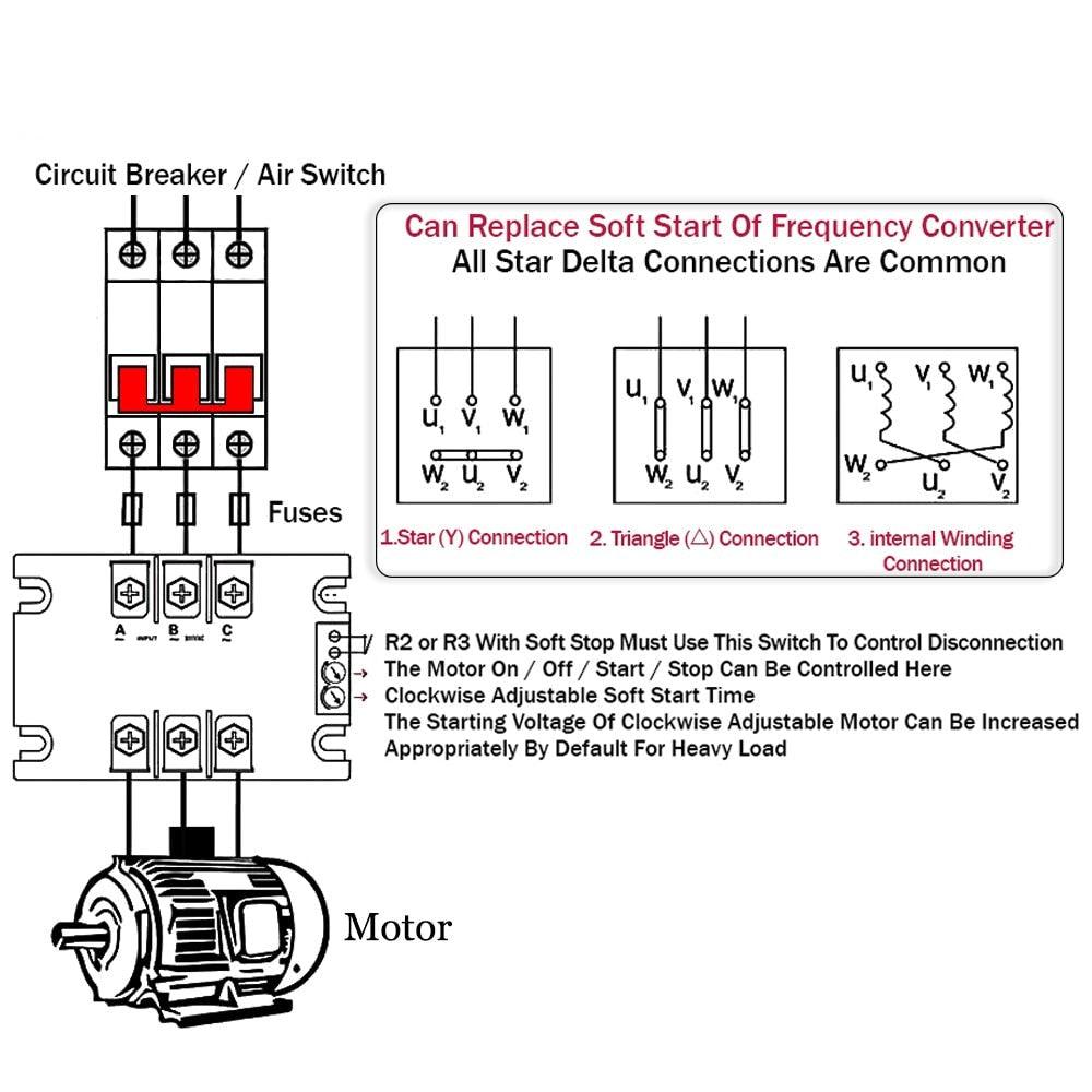 380V Motor Soft Start Module Controller Starter Stop Heat Sink Three-phase Motor Slow Start 1kw 2kw 4kw 6kw 8kw 10kw 15kw 20kw.