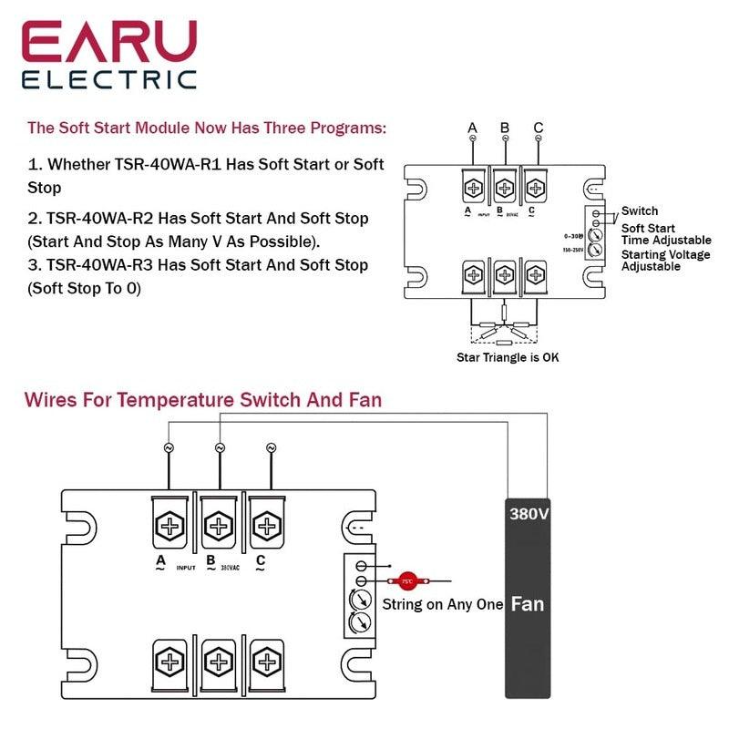 380V Motor Soft Start Module Controller Starter Stop Heat Sink Three-phase Motor Slow Start 1kw 2kw 4kw 6kw 8kw 10kw 15kw 20kw.