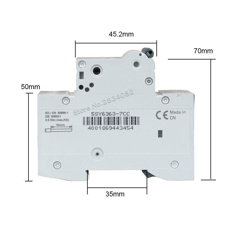 3P C63 Mini Circuit Breaker MCB 5SY6363-7CC 3P 400V 63A SIEMENS.