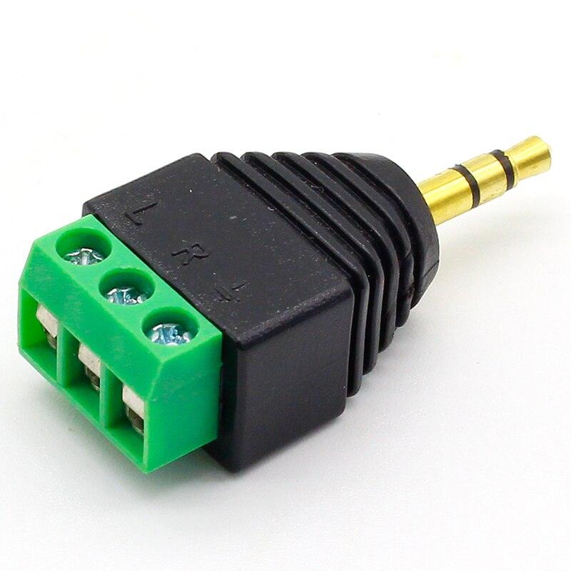 3pcs 3.5mm 3ploe 1/8 Inch Stereo Male Plug to AV Screw Video Balun Terminal Jack 3.5 mm Male 3 pin Terminal Block Plug Connector.