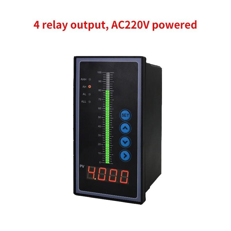 4 relay 4-20mA Output AC220V Power Automatic Digital Display Liquid Level Indicator Tank Water Level Controller.