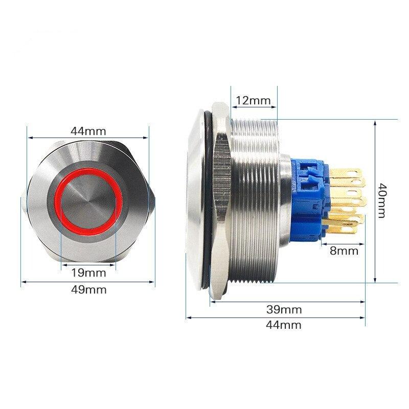 40MM 1NO 1NC Metal Locking Latching LED Push Button Switch.