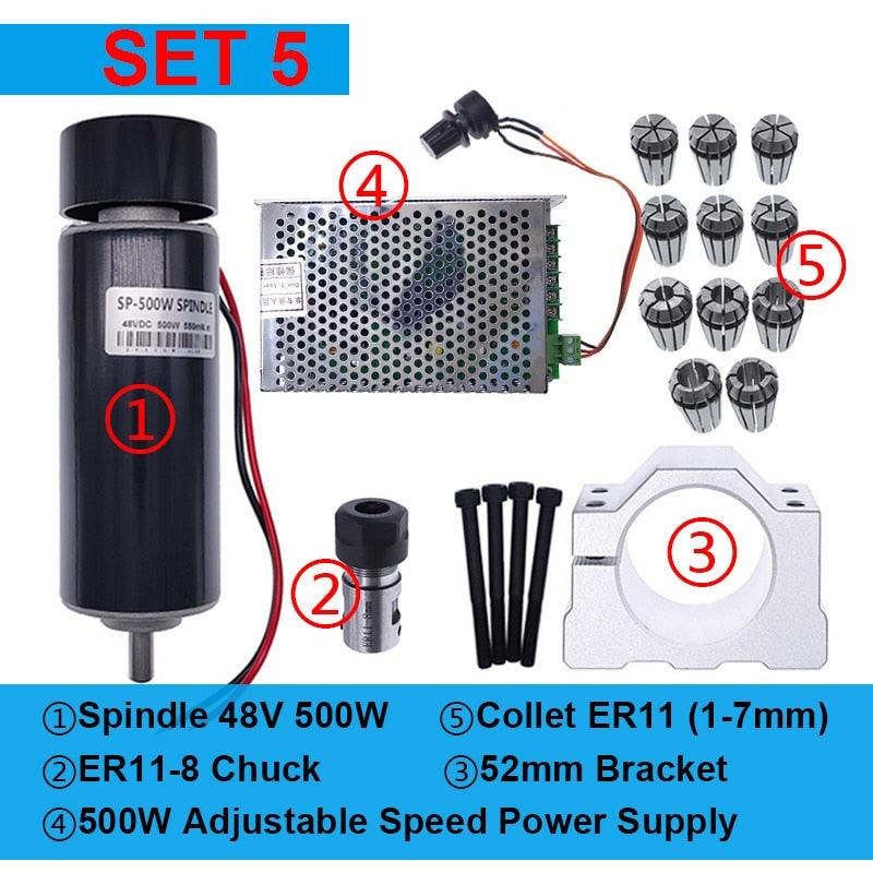 48V 500W Dc Spindle Set 0~60V Adjustable speed Governor Power Supply 220VAC.mini mill spindle