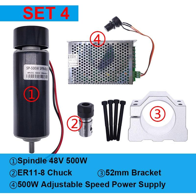 48V 500W Dc Spindle Set 0~60V Adjustable speed Governor Power Supply 220VAC.mini mill spindle