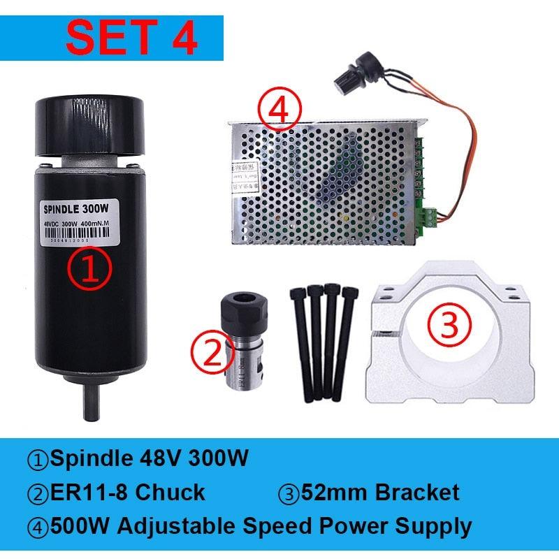 48V300W DC Spindle Motor 0-60V adjustable speed governor for Engraving machine spindle.mini mill spindle
