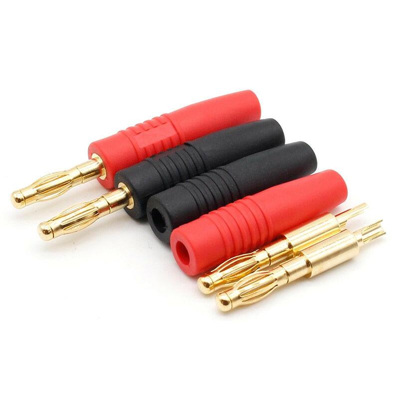 4pcs New 4mm Plugs Gold Plated Musical Speaker Cable Wire Pin Banana Plug Connectors.