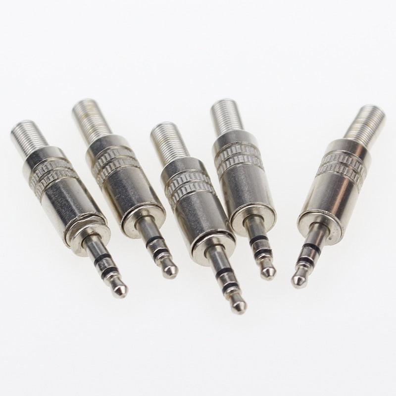 5 pcs 3.5mm 3-Pole Stereo Metal Plug Connector 3.5 Plug &amp; Jack Adapter With Soldering Wire Terminals 3.5mm Stereo Plug.