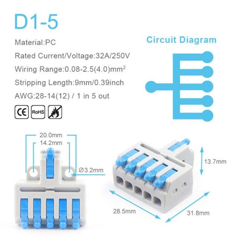 5/10PCS Mini Quick Splicing Splitter Universal Compact Conductor Wire Connectors Push-in Cable Terminals Block For Home 28-12AWG.