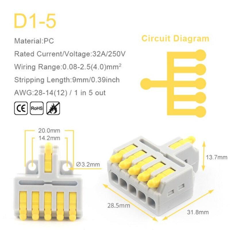 5/10PCS Mini Quick Splicing Splitter Universal Compact Conductor Wire Connectors Push-in Cable Terminals Block For Home 28-12AWG.