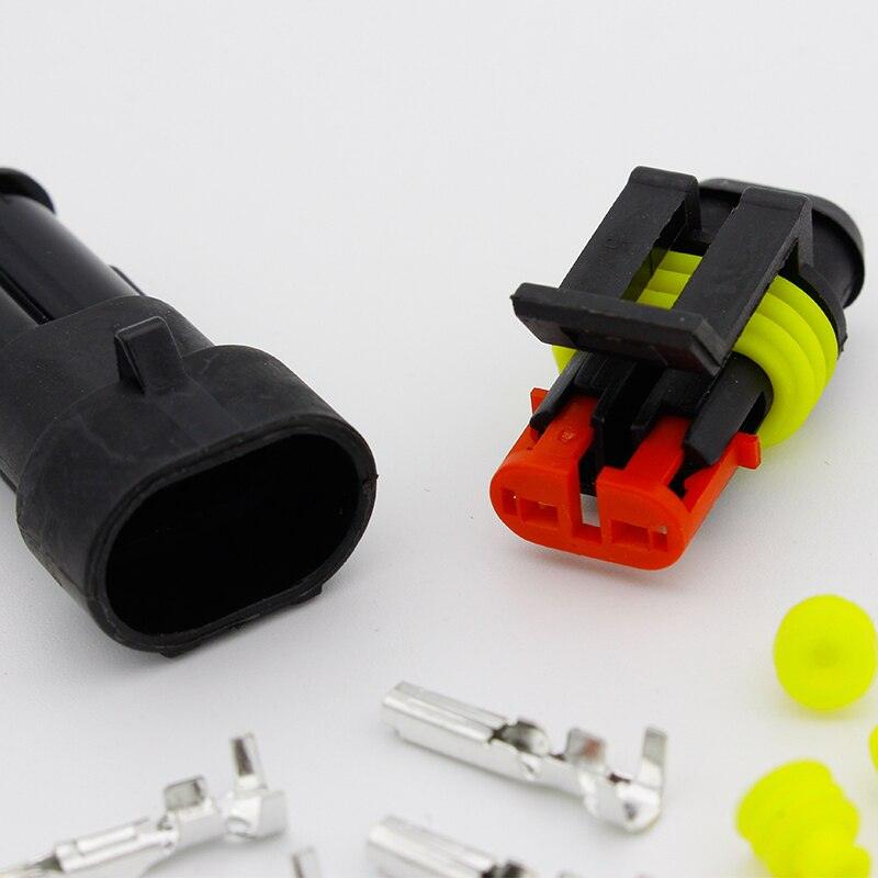5kits Flame retardancy 2P auto connector waterproof automotive Wire Connector Plug 2 Pins Electrical Car Motorcycle HID.