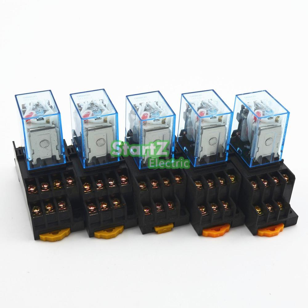 5Pcs/lot Relay  MY4NJ  DC24V Small relay 5A 14PIN With  Socket Base.