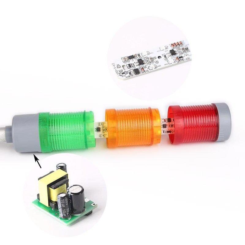 60mm Industrial Multi-layer LED Signal Tower Stack Warn Alarm Caution Lamp Light Indicator Machinery Buzzer Flashing Bendable.