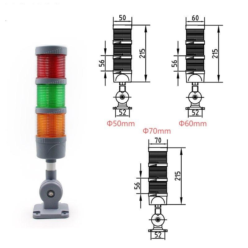 60mm Industrial Multi-layer LED Signal Tower Stack Warn Alarm Caution Lamp Light Indicator Machinery Buzzer Flashing Bendable.